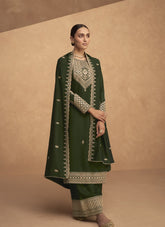Delightful Salwar Suit with Premium Silk in Green Colour
