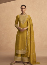 Delightful Salwar Suit with Premium Silk in Yellow Colour