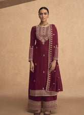 Delightful Salwar Suit with Premium Silk in Maroon Colour