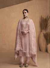 Straight Cut Salwar Suit in Peach