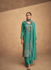 Precise Looking Salwar Suit in Rama Colour