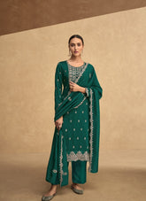 Precise Looking Salwar Suit in Dark Green Colour