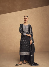 Precise Looking Salwar Suit in Black Colour