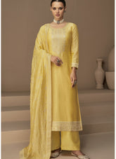 Heavy Vichitra Salwar Suit in Colour Yellow