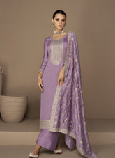 Heavy Vichitra Salwar Suit in Colour Purple