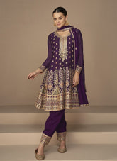 Premium Georgette Salwar Suit in Purple