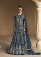 Real Georgette Gown in Matte Blue