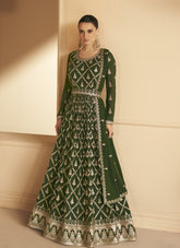 Real Georgette Gown in Mehendi