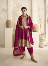 Lovely Silk Salwar Suit in Pink Color