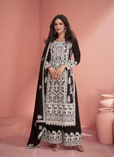 Premium Silk Sharara Suit in Black