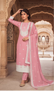 Pink Organza Designer Suit with Dupatta