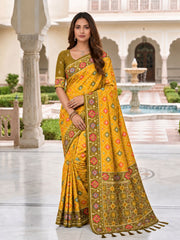 Mustard Yellow Designer Printed Saree
