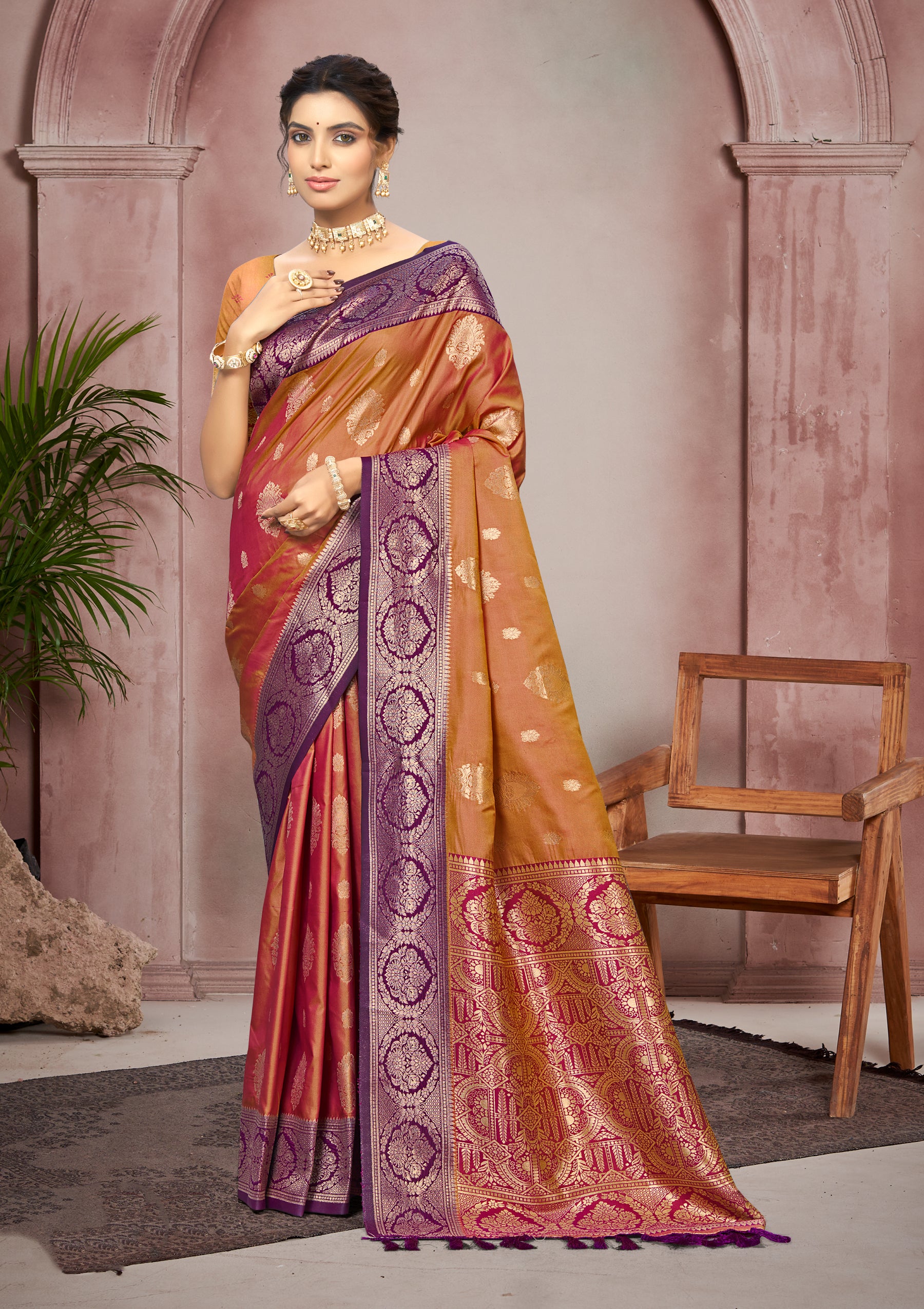 Mustard Gold Soft Silk Saree