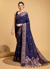 Exquisite Blue Colour Saree