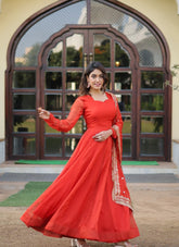 Prepossessing Looking Gown In Orange Colour