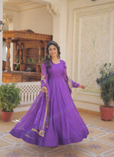 Prepossessing Looking Gown In Purple Colour