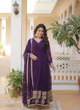 Magnificent Looking Gown in Purple Colour