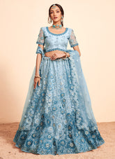 Pleasing Looking Lehenga Choli in Firozi Colour