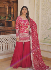Salwar Suit with Sequence Embroidered in Pink