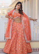 Dyable Lehenga Choli in Orange Colour