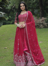 Faux Georgette Lehenga Choli in Pink
