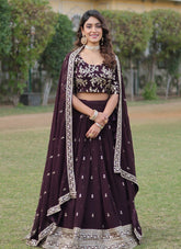 Gripping Lehenga Choli in Wine