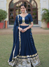 Riveting Lehenga Choli in Teal