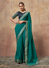 Extraordinary Saree in Rama Colour