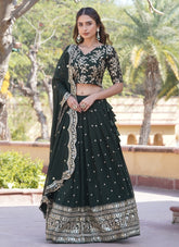 Rarefied Looking Lehenga Choli in Green Colour