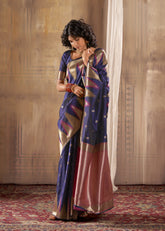 Saree in Navy Blue Colour Looking Adorned