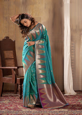 Embellished Looking Aqua Blue Saree
