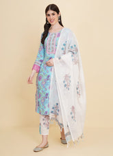 Glossy Looking Salwar Suit in Sky Blue Colour