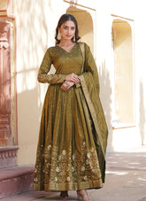 Modern Looking Mehndi Colour Gown