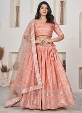 Smart Looking Lehenga Choli in Peach Colour