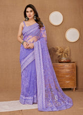New Looking Violet Colour Saree