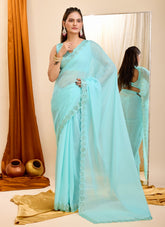 Saree in Sky Blue Colour Looking Wise