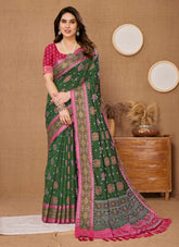 Stable Looking Saree in Green Colour