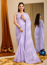 Common Violet Colour Saree