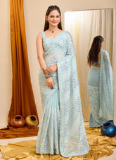 Favored Sky Blue Colour Saree