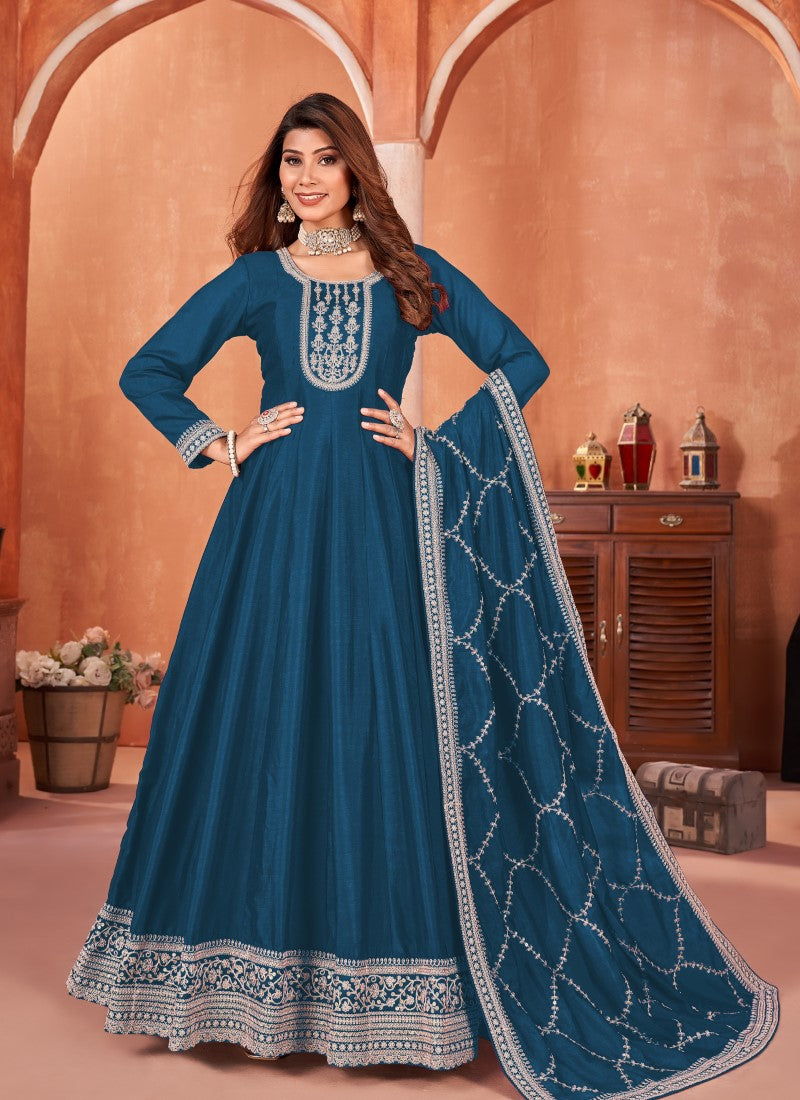 Gorgeous Looking Gown in Blue Colour Ethnic Trendz Gorgeous Looking Gown in Blue Colour Ethnic Trendz