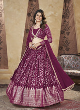 Jazzy Looking Georgette Wedding Lehenga Choli in Deep Pink Colour