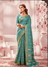 Beautiful Looking Designer Handloom Saree in Sky Blue