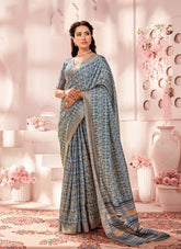 Classy Looking Navy Blue Colour Saree