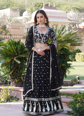 Ornate Looking Designer Lehenga Choli in Black Colour