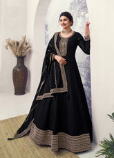 Pleasant Looking Designer Gown in Black Colour