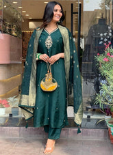 Unique Looking Salwar Suit in Green Colour