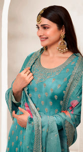 Stylish looking sky blue colour salwar suit