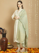 Designer embroidered salwar suit in Off White colour