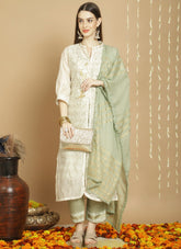 Designer embroidered salwar suit in Off White colour