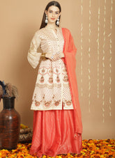 Art silk salwar suit in cream colour